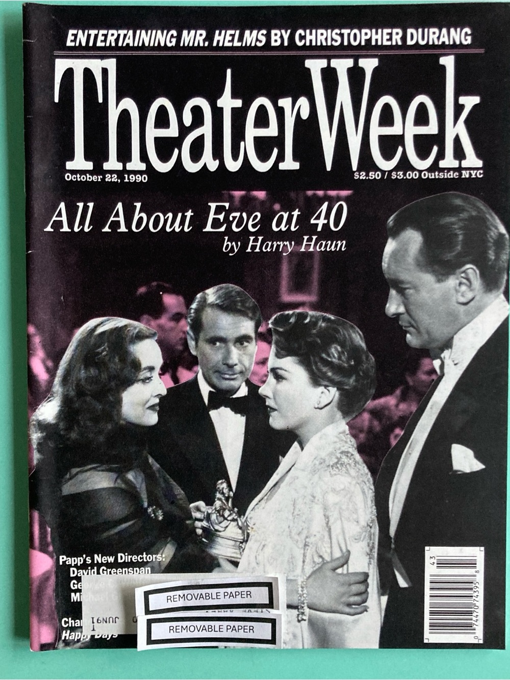 Bette Davis All About Eve 40th Anniversary Theater Week Magazine Oct 1990 Label
